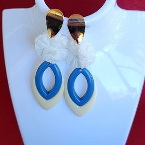 India Boutique Gold and Blue Statement Earrings